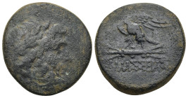 PONTUS. Amaseia. Mithradates VI Eupator (ca. 111-105 or 95-90 BC). AE (26mm, 19.1 g). Head of Zeus right / ΑΜAΣΣEIAΣ, eagle standing left on thunderbo...