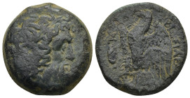 Ptolemaic Kingdom of Egypt, Ptolemy II Philadelphos Æ Diobol. (24mm, 14.3 g) Alexandria, 282-246 BC. Laureate head of Zeus to right / ΒΑΣΙΛΕΩΣ ΠΤΟΛΕΜΑ...