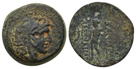 SELEUKID KINGS of SYRIA. Alexander I Balas (Circa 152-145 BC) Antioch, 150-146 BC. AE Bronze (21mm, 9.23 g) Head right, wearing lion skin / ΒΑΣΙΛΕΩΣ -...