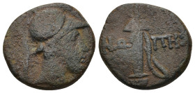 PAPHLAGONIA, Sinope. 100-85 BC. AE (20mm, 7.5 g). Helmeted head of Ares / Sword in sheath.