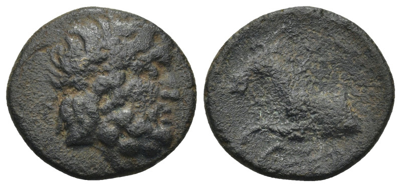 Pisidia. Termessos, 70-69 BC. AE (18mm, 3.96 g) Head of Zeus right Rev: Forepart...