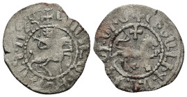 ARMENIA, Cilician Armenia. Royal . Oshin. 1308-1320. AR Takvorin (22mm, 1.8 g). Oshin on horseback riding right, head facing, holding lis-tipped scept...