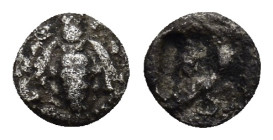 IONIA. Ephesos. (Circa 500-420 BC). AR Tetartemorion. (5mm, 0.17 g) Obv: Bee. Rev: Ε Φ. Head of eagle right within incuse square.