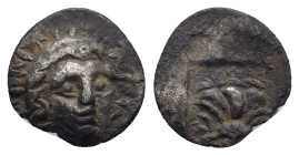 ISLANDS off CARIA, Rhodos. Rhodes . Circa 125-88 BC. AR Diobol (12mm, 0.88 g) Radiate head of Helios facing slightly right Rose with bud to right;