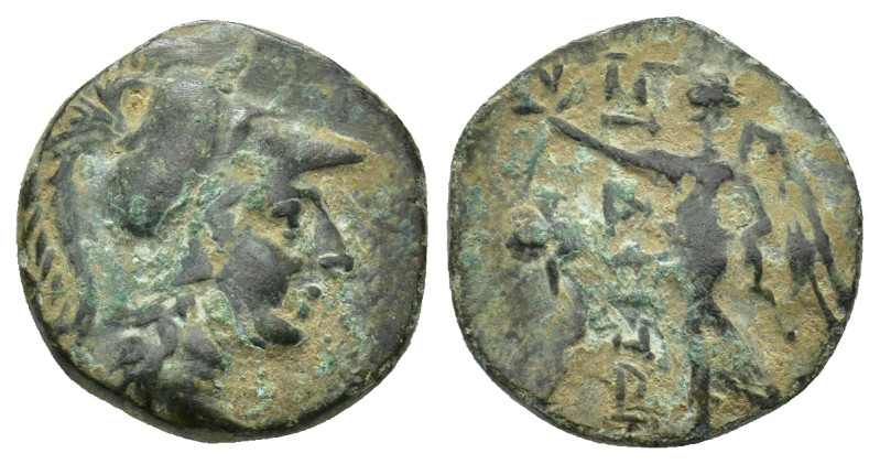 PAMPHYLIA, Side. After 133 BC. AE (3.28 Gr. 15mm.). 
Head of Athena right, weari...