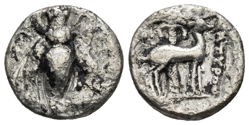 IONIA, Ephesos. Circa 202-150 BC. Drachm (3.66 Gr. 17mm.)
 E - Φ Bee with straig...