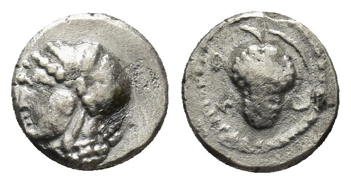 CILICIA. Soloi. Circa 465-400 BC. Obol (0.8 Gr. 8mm). 
Head of Amazon to left, w...