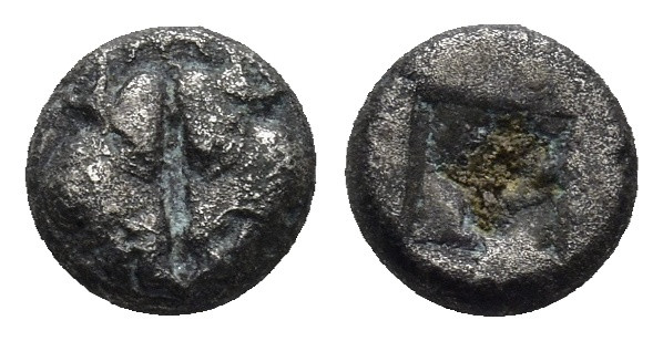 LESBOS. Uncertain mint. (Circa 500-450 BC). AR Hemiobol. (0.67 Gr. 7mm.) 
 Confr...