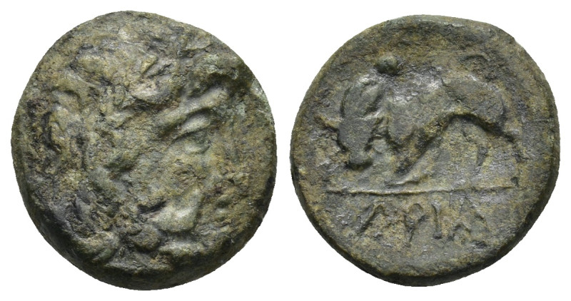 Pisidia. Ariassos circa 100 BC. Bronze Æ (15mm., 3,92 g). Laureate head of Zeus ...