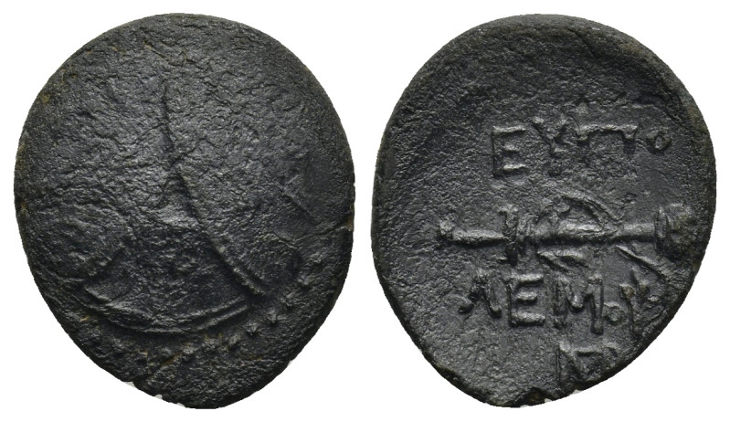 CARIA. Mylasa. Eupolemos (Circa 295-280 BC). Ae. (17mm, 3.5 g) Obv: Three overla...