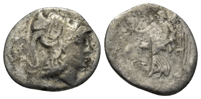 PAMPHYLIA. Side. (Circa 205-100 BC). AR Drachm. (3.16 Gr. 18mm.) 
Helmeted head ...