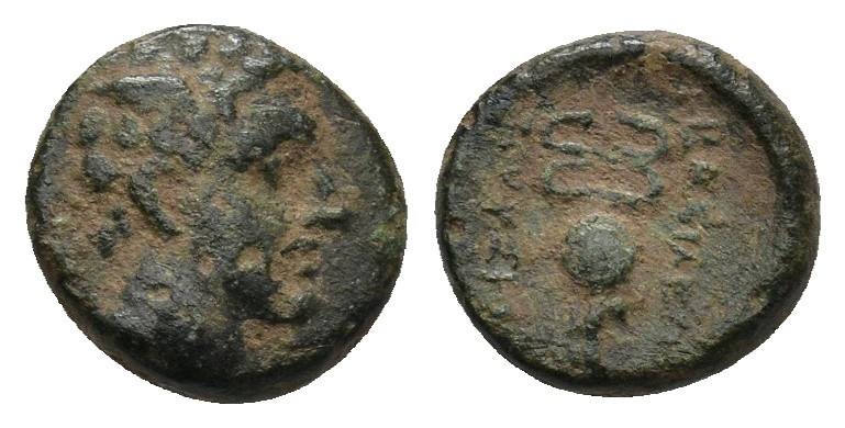 KINGS OF BITHYNIA. Prusias II Kynegos (182-149 BC). AE. Nikomedeia. (1.15 Gr. 9m...