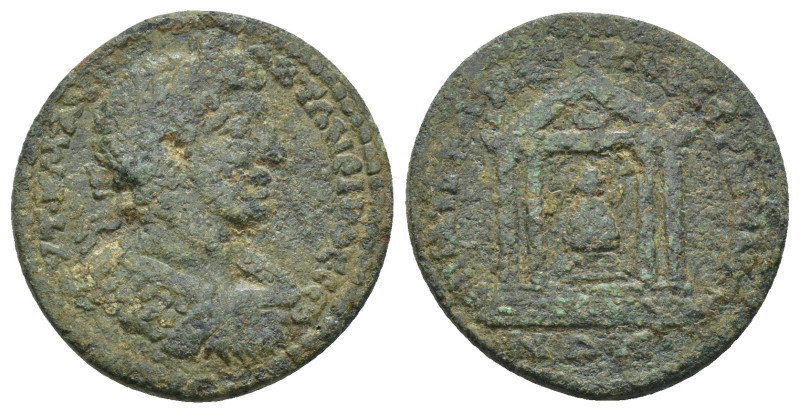 PAMPHYLIA. Perge. Elagabalus, 218-222. (5.6 Gr.22mm.)
Radiate, draped, and cuira...