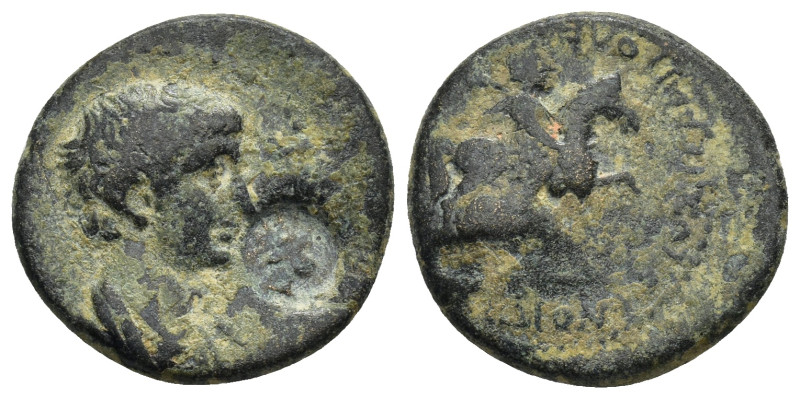 Phrygia. Iulia . Nero AD 54-68. AE (5.35 Gr. 20mm.)
Draped bust right 
Rev. Mên ...