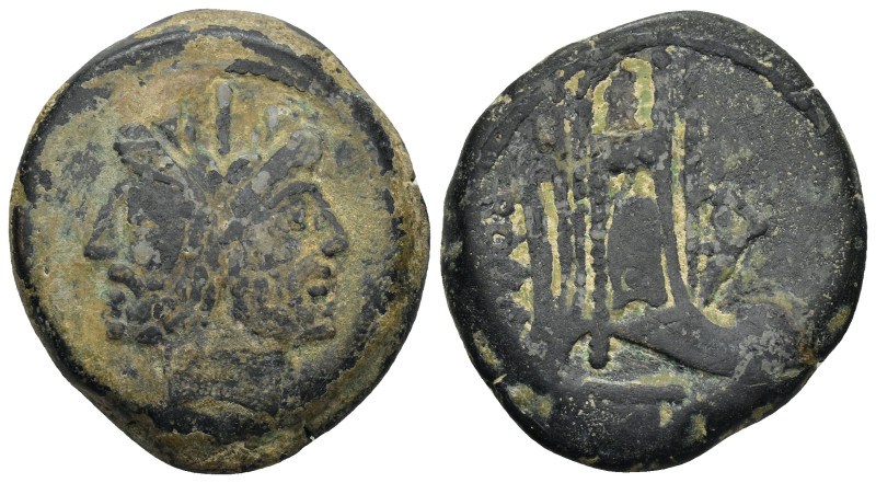 Sextus Pompey, Sicilian mint, 43-36 BC. AE (25.9 Gr. 30mm.).
 Laureate head of J...