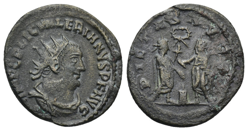 Valerian I BI Antoninianus. (21mm, 3.65 g) Samosata, AD 255-256. IMP C P LIC VAL...