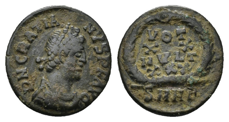 GRATIAN (367-383). Ae. Heraclea (1 Gr. 13mm.)
Diademed, draped and cuirassed bus...