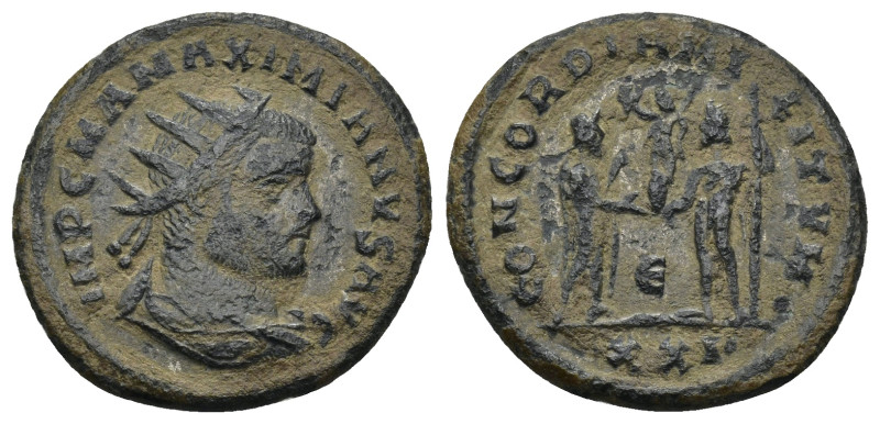 Maximian Silvered Æ Antoninianus. (22mm, 3.45 g) Cyzicus, AD 293-295. IMP C M A ...