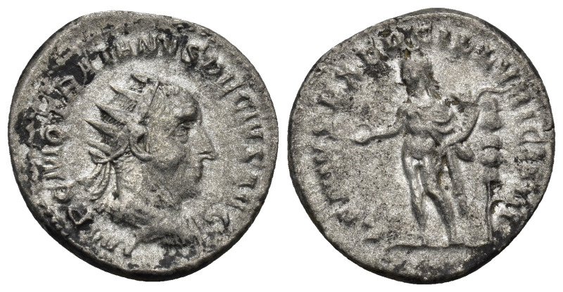 Trajan Decius AR Antoninianus. (21mm, 4.75 g) Rome, AD 249. Radiate, draped, and...