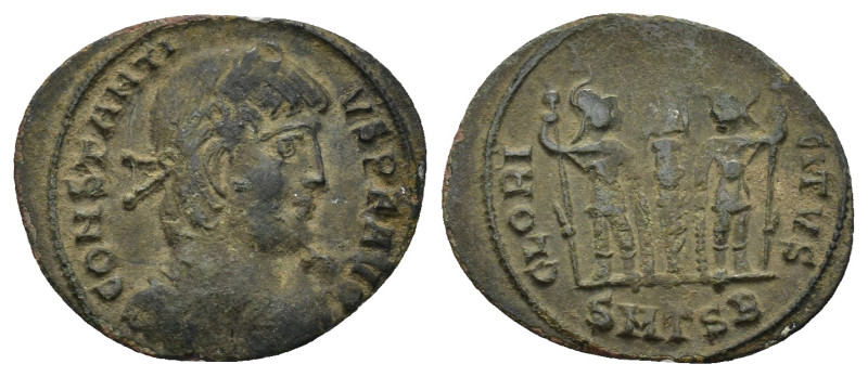 Constantius II (337-361), Nummus, Thessalonica, AD 337-340; AE (1 Gr. 18mm.)
Lau...