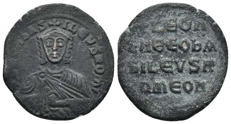 Leo VI the Wise. AD 886-912. Constantinople Follis Æ (25mm, 7.56 g). + LEON bASI...