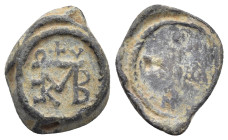 BYZANTINE LEAD SEALS. (18mm, 4.53 g) Obv: Block monogram. Rev: Cruciform monogram.