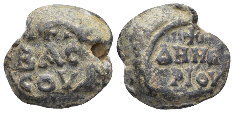 BYZANTINE LEAD SEALS. (20mm, 8.85 g) Obv: Legend in three lines. Rev: Legend in ...