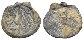 Lead Seal (18mm, 2.3 gr) Obv: Uncertain figure Rev: Blank