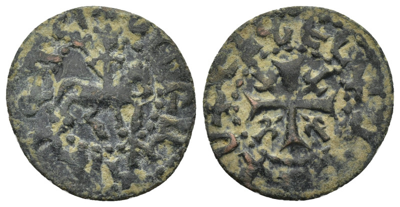 Cilician Armenia, Smpad (1296-1298). AE Pogh (1.87 Gr. 19mm.). 
Smpad on horseba...