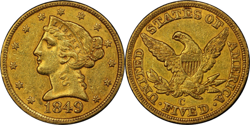 1849-C Liberty Head Half Eagle. Winter-2. EF-45 (PCGS). CAC.
1849-C Winter-2. E...