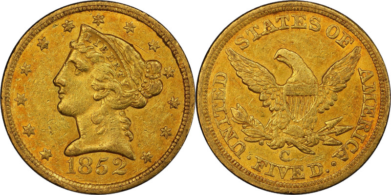 1852-C Liberty Head Half Eagle. Winter-1. EF-45 (PCGS). CAC.
Attractive deep ho...