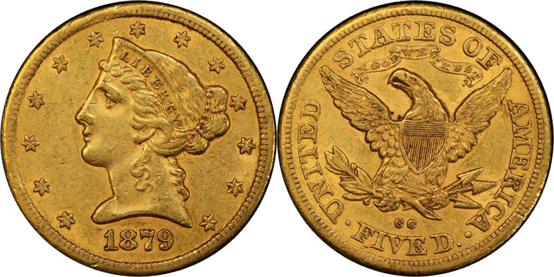 1879-CC Liberty Head Half Eagle. Winter 1-A. AU-50 (PCGS). CAC.
An uncommonly w...