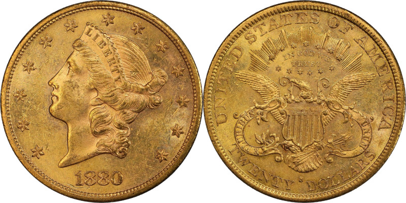 1880-S Liberty Head Double Eagle. MS-62 (PCGS).
Desirable Mint State preservati...