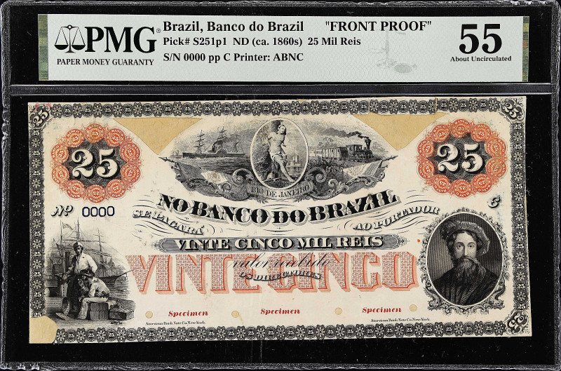 BRAZIL. Lot of (2). Banco do Brazil. 25 Mil Reis, ND (1856). P-S251p1 & S251p2. ...