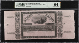 BRAZIL. Banco do Brazil. 20 Mil Reis, ND (1856). P-S262r. Remainder. PMG Choice Uncirculated 64.
Remainder. Pink paper. A beautiful mid-1800s remaind...