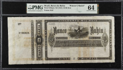 BRAZIL. Banco da Bahia. 50 Mil Reis, ND (1858). P-S384pm. Printer's Model. PMG Choice Uncirculated 64.
Printed by K&F. A Mid-1800s printer's model fo...