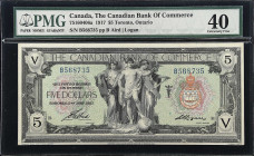 CANADA. Canadian Bank of Commerce. 5 Dollars, 1917. CH #75-16-04-06a. PMG Extremely Fine 40.
Beautifully designed with just some minor circulation to...