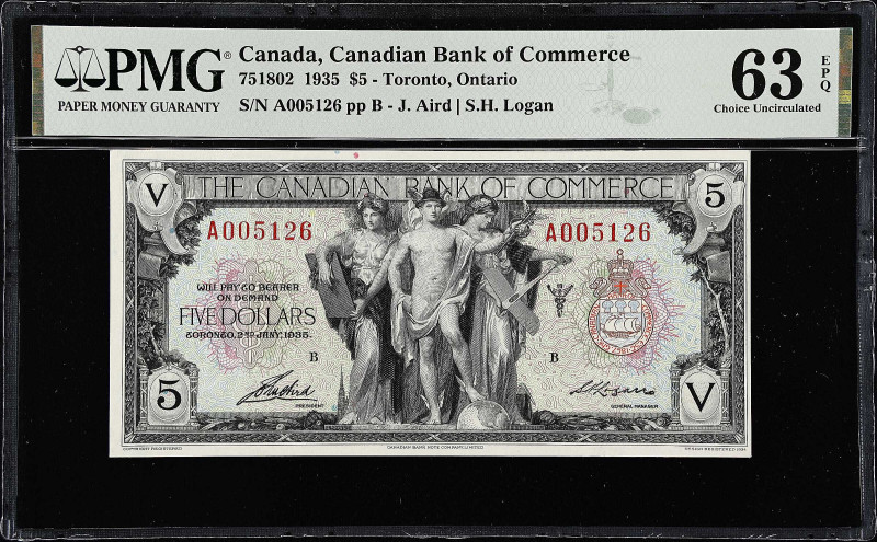 CANADA. Canadian Bank of Commerce. 5 Dollars, 1935. CH# 75-18-02. PMG Choice Unc...