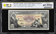CANADA. Canadian Bank of Commerce. 20 Dollars, 1935. CH #75-18-10. PCGS Banknote Gem Uncirculated 65 PPQ.
Toronto, Ontario. Signature combination of ...