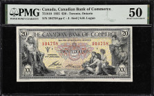 CANADA. Canadian Bank of Commerce. 20 Dollars, 1935. CH #75-18-10. PMG About Uncirculated 50.
An always popular type with good color permeating from ...