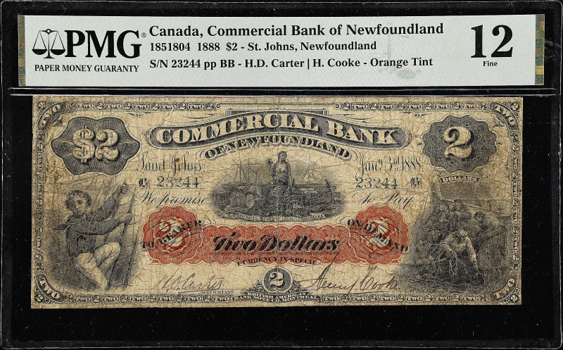 CANADA. Commercial Bank of Newfoundland. 2 Dollars, 1888. CH #185-18-04. PMG Fin...