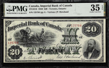 CANADA. Imperial Bank of Canada. 20 Dollars, 1920. CH #375-16-18. PMG Choice Very Fine 35 EPQ.
Printed by BABNC Montreal. A fully original Toronto, O...