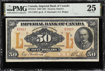 CANADA. Imperial Bank of Canada. 50 Dollars, 1923. CH #375-18-14. PMG Very Fine 25.
Toronto, Ontario. Signature combination of P. Howland and A.E. Ph...