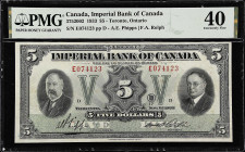 CANADA. Imperial Bank of Canada. 5 Dollars, 1933. CH #375-20-02. PMG Extremely Fine 40.
Signature combination of A.E. Phipps and F.A. Rolph. PMG comm...