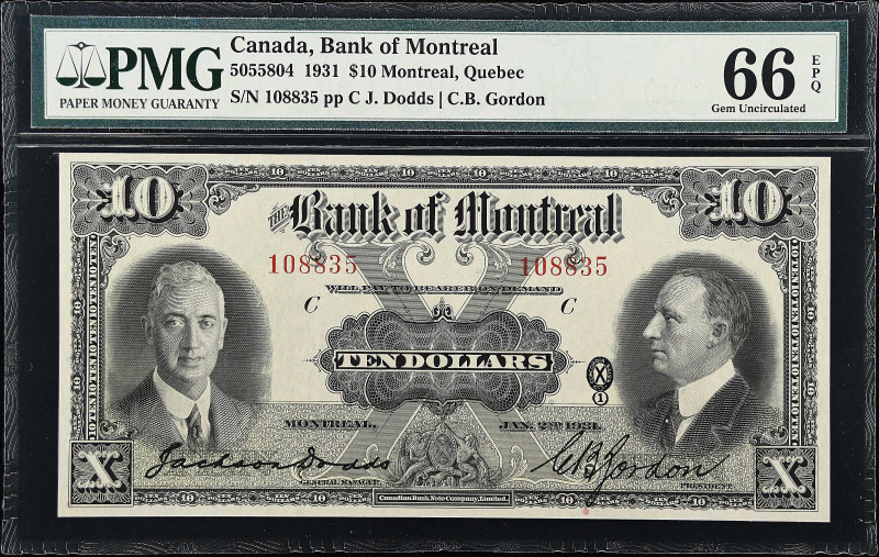 CANADA. Bank of Montreal. 10 Dollars, 1931. CH# 505-58-04. PMG Gem Uncirculated ...