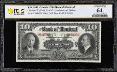 CANADA. Bank of Montreal. 10 Dollars, 1935. CH #505-60-04. PCGS Banknote Choice Uncirculated 64.
Montreal, Quebec. Signature combination of Dodds & G...