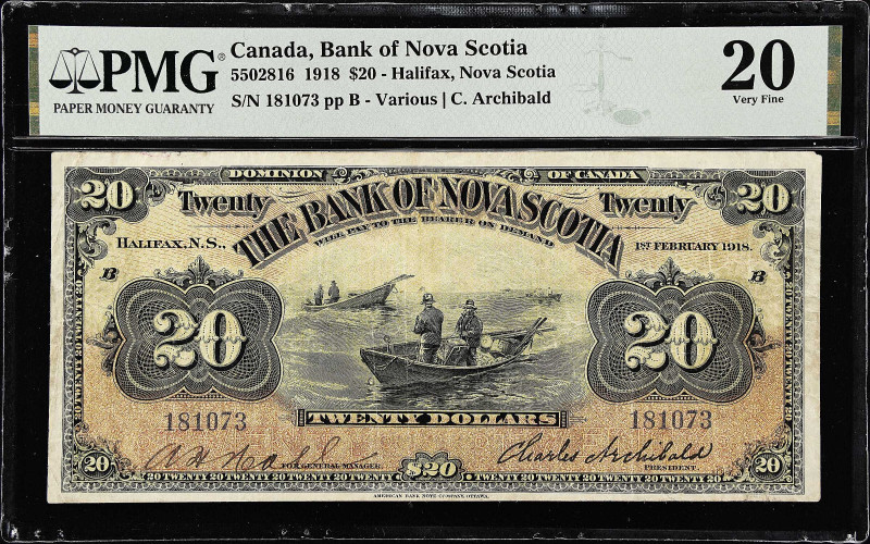 CANADA. Bank of Nova Scotia. 20 Dollars, 1918. CH #550-28-16. PMG Very Fine 20....