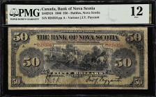 CANADA. Bank of Nova Scotia. 50 Dollars, 1906. CH #550-28-24. PMG Fine 12.
Halifax, Nova Scotia. J.Y. Payzant engraved signature at right. Penned sig...