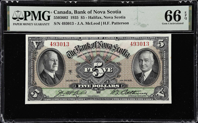 CANADA. Bank of Nova Scotia. 5 Dollars, 1935. CH #550-36-02. PMG Gem Uncirculate...