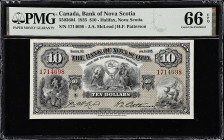 CANADA. Bank of Nova Scotia. 10 Dollars, 1935. CH #550-36-04. PMG Gem Uncirculated 66 EPQ.
Halifax, Nova Scotia. J.A. McLeod - H.F. Patterson signatu...